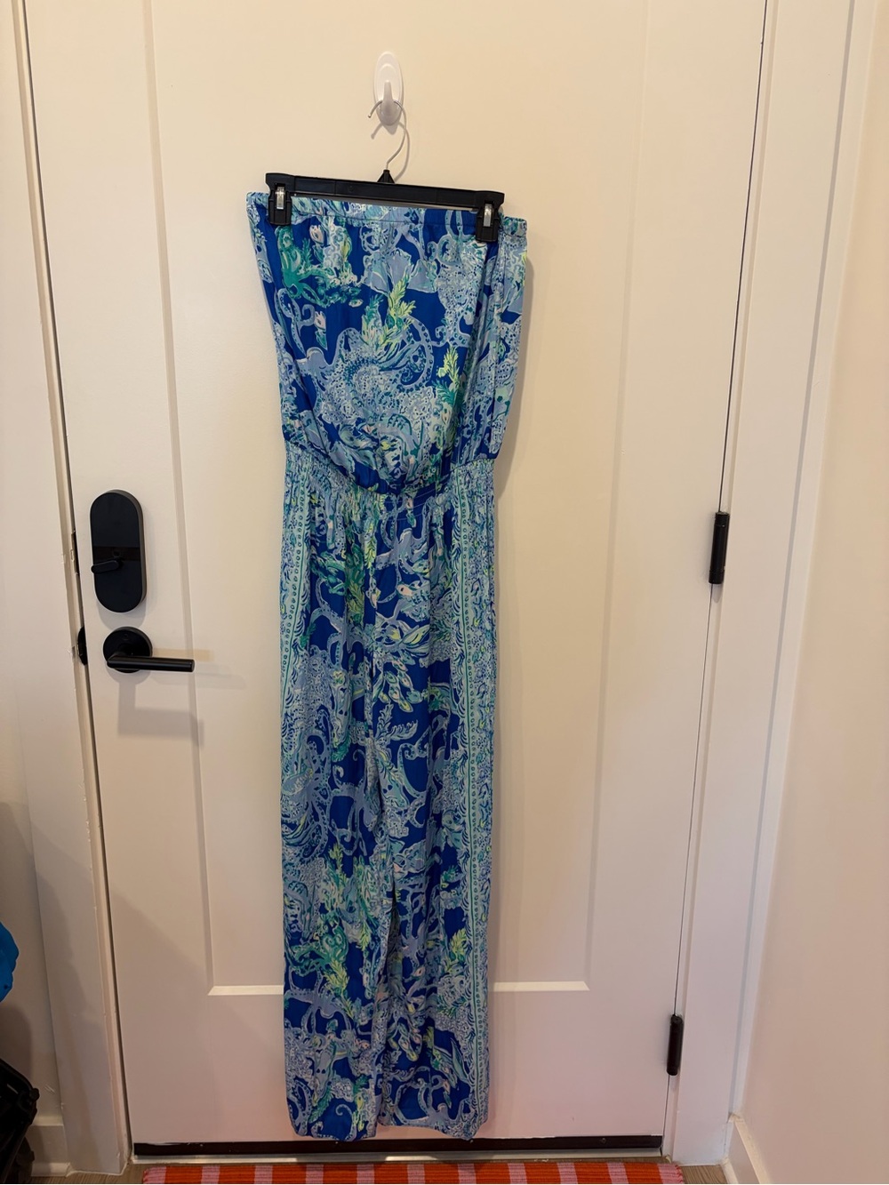 Lilly Pulitzer Blue & Green Paisley Strapless Jumpsuit - Picture 2 of 3